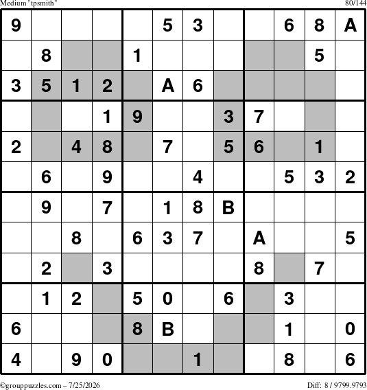 The grouppuzzles.com Medium tpsmith puzzle for Saturday July 25, 2026