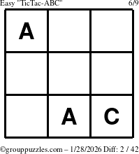 The grouppuzzles.com Easy TicTac-ABC puzzle for Wednesday January 28, 2026