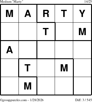 The grouppuzzles.com Medium Marty puzzle for Wednesday January 28, 2026
