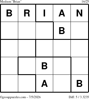 The grouppuzzles.com Medium Brian puzzle for Sunday July 5, 2026