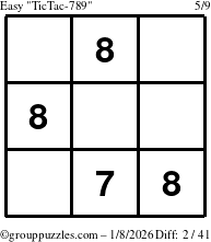 The grouppuzzles.com Easy TicTac-789 puzzle for Thursday January 8, 2026