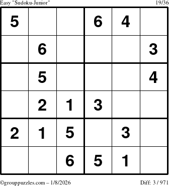 The grouppuzzles.com Easy Sudoku-Junior puzzle for Thursday January 8, 2026