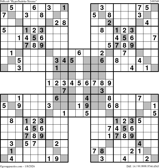 The grouppuzzles.com Difficult cover-HyperXtreme puzzle for Thursday January 8, 2026
