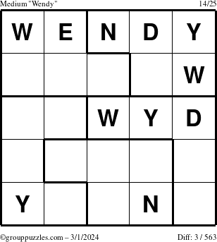 The grouppuzzles.com Medium Wendy puzzle for Friday March 1, 2024