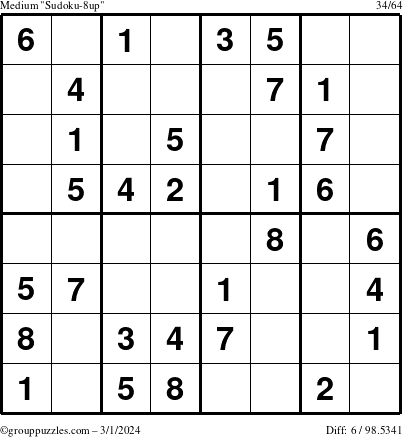 The grouppuzzles.com Medium Sudoku-8up puzzle for Friday March 1, 2024