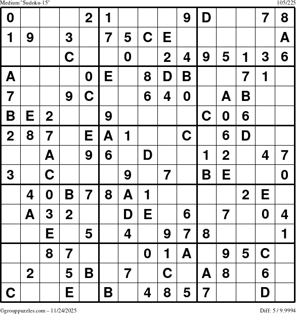 The grouppuzzles.com Medium Sudoku-15 puzzle for Monday November 24, 2025