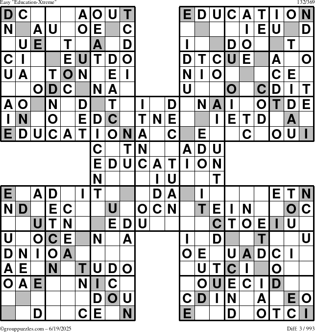 The grouppuzzles.com Easy Education-Xtreme puzzle for Thursday June 19, 2025