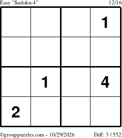 The grouppuzzles.com Easy Sudoku-4 puzzle for Thursday October 29, 2026