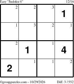 The grouppuzzles.com Easy Sudoku-4 puzzle for Thursday October 29, 2026 with the first 3 steps marked