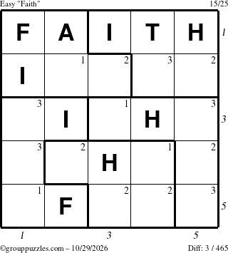 The grouppuzzles.com Easy Faith puzzle for Thursday October 29, 2026 with all 3 steps marked