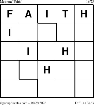 The grouppuzzles.com Medium Faith puzzle for Thursday October 29, 2026
