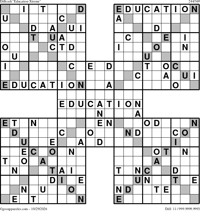 The grouppuzzles.com Difficult Education-Xtreme puzzle for Thursday October 29, 2026