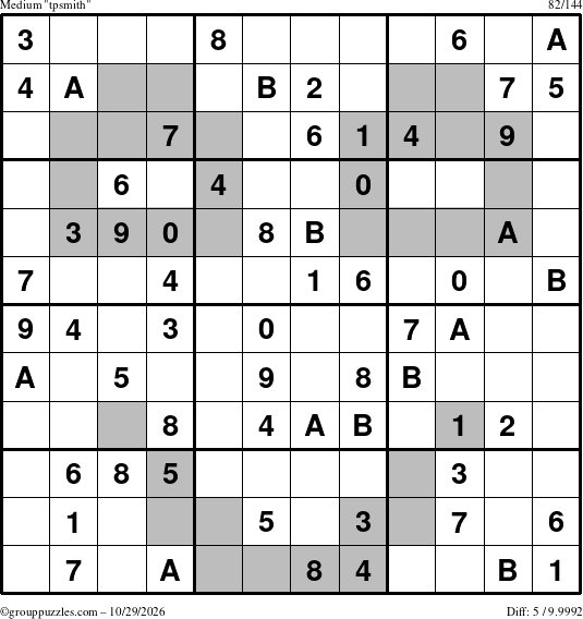 The grouppuzzles.com Medium tpsmith puzzle for Thursday October 29, 2026
