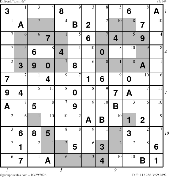 The grouppuzzles.com Difficult tpsmith puzzle for Thursday October 29, 2026 with all 11 steps marked