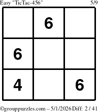 The grouppuzzles.com Easy TicTac-456 puzzle for Friday May 1, 2026