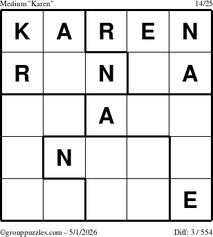 The grouppuzzles.com Medium Karen puzzle for Friday May 1, 2026