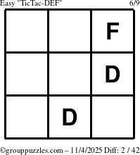 The grouppuzzles.com Easy TicTac-DEF puzzle for Tuesday November 4, 2025