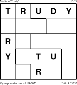 The grouppuzzles.com Medium Trudy puzzle for Tuesday November 4, 2025