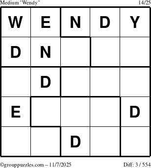 The grouppuzzles.com Medium Wendy puzzle for Friday November 7, 2025