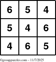 The grouppuzzles.com Answer grid for the TicTac-456 puzzle for Friday November 7, 2025