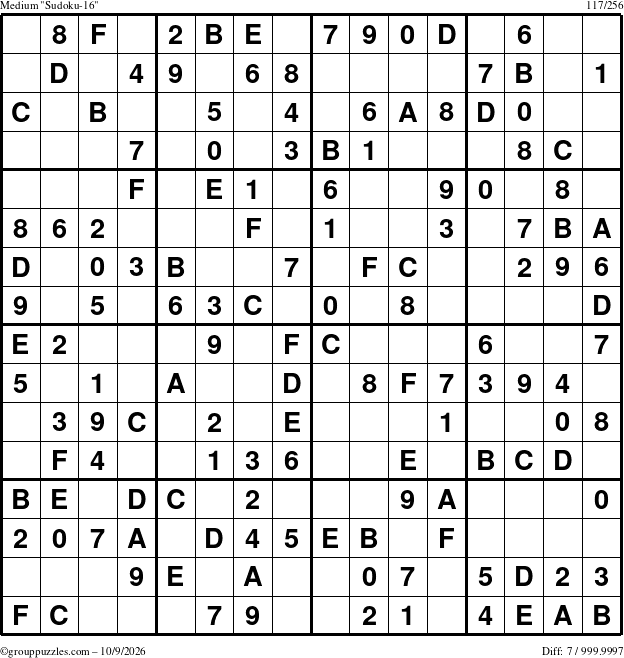 The grouppuzzles.com Medium Sudoku-16 puzzle for Friday October 9, 2026