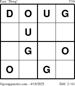 The grouppuzzles.com Easy Doug puzzle for Friday April 18, 2025