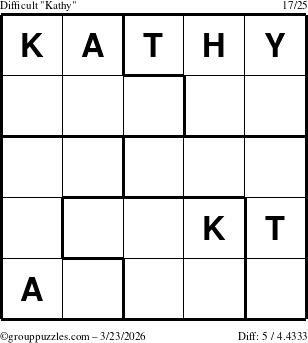 The grouppuzzles.com Difficult Kathy puzzle for Monday March 23, 2026