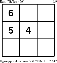 The grouppuzzles.com Easy TicTac-456 puzzle for Monday August 31, 2026