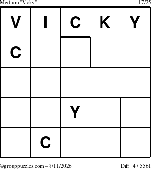 The grouppuzzles.com Medium Vicky puzzle for Tuesday August 11, 2026