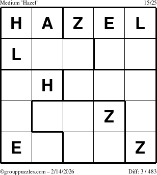 The grouppuzzles.com Medium Hazel puzzle for Saturday February 14, 2026