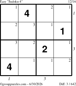 The grouppuzzles.com Easy Sudoku-4 puzzle for Tuesday June 30, 2026 with all 3 steps marked