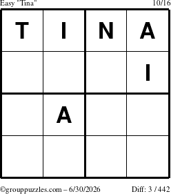 The grouppuzzles.com Easy Tina puzzle for Tuesday June 30, 2026