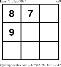 The grouppuzzles.com Easy TicTac-789 puzzle for Sunday January 25, 2026