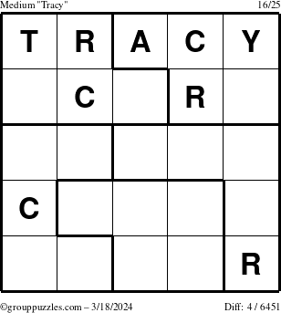 The grouppuzzles.com Medium Tracy puzzle for Monday March 18, 2024