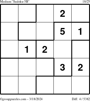 The grouppuzzles.com Medium Sudoku-5B puzzle for Monday March 18, 2024