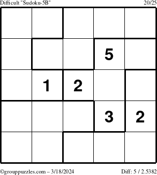 The grouppuzzles.com Difficult Sudoku-5B puzzle for Monday March 18, 2024