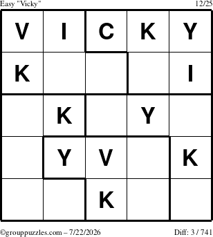 The grouppuzzles.com Easy Vicky puzzle for Wednesday July 22, 2026