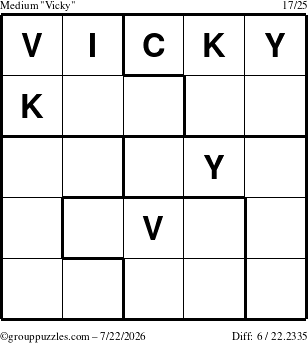 The grouppuzzles.com Medium Vicky puzzle for Wednesday July 22, 2026