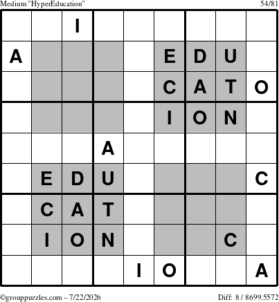 The grouppuzzles.com Medium HyperEducation-i23 puzzle for Wednesday July 22, 2026