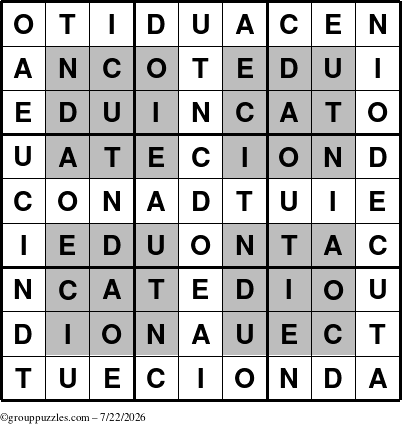 The grouppuzzles.com Answer grid for the HyperEducation-i23 puzzle for Wednesday July 22, 2026