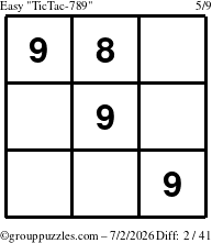 The grouppuzzles.com Easy TicTac-789 puzzle for Thursday July 2, 2026