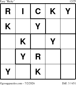 The grouppuzzles.com Easy Ricky puzzle for Thursday July 2, 2026