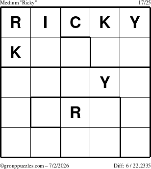 The grouppuzzles.com Medium Ricky puzzle for Thursday July 2, 2026