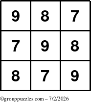 The grouppuzzles.com Answer grid for the TicTac-789 puzzle for Thursday July 2, 2026