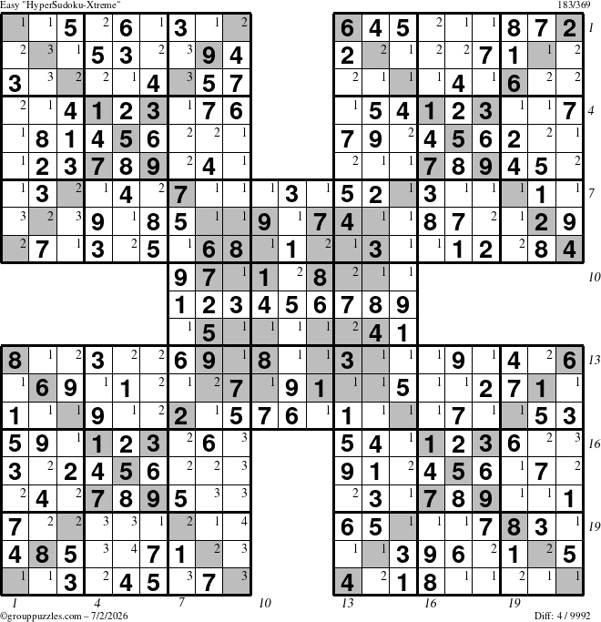 The grouppuzzles.com Easy cover-HyperXtreme puzzle for Thursday July 2, 2026, suitable for printing, with all 4 steps marked