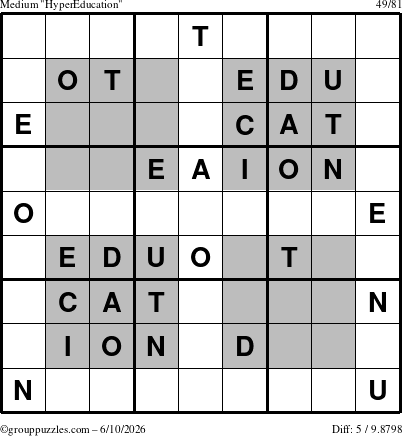 The grouppuzzles.com Medium HyperEducation-i23 puzzle for Wednesday June 10, 2026