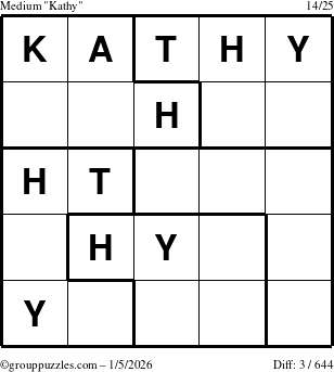 The grouppuzzles.com Medium Kathy puzzle for Monday January 5, 2026