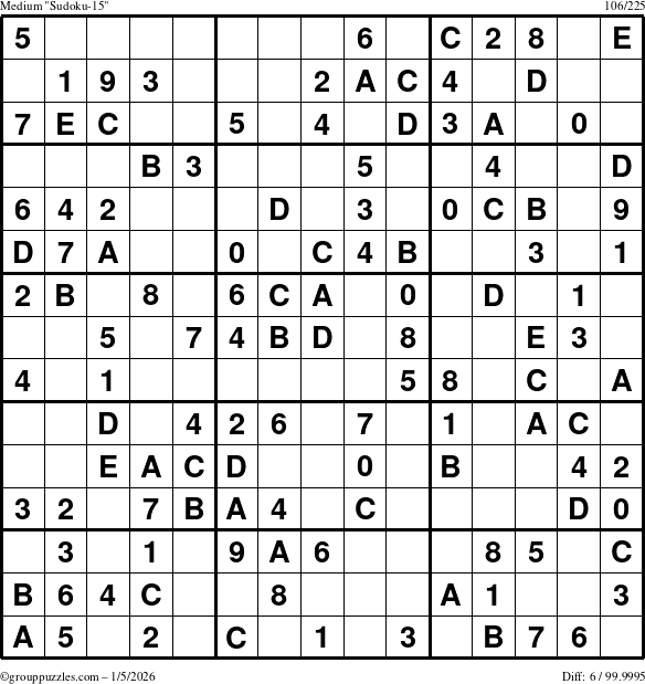 The grouppuzzles.com Medium Sudoku-15 puzzle for Monday January 5, 2026