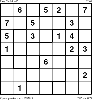 The grouppuzzles.com Easy Sudoku-7 puzzle for Tuesday February 6, 2024