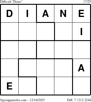 The grouppuzzles.com Difficult Diane puzzle for Tuesday December 16, 2025